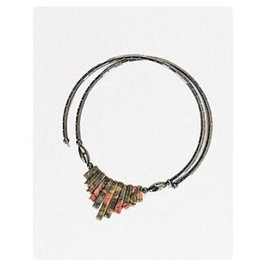 vintage 70's gemstone fan necklace